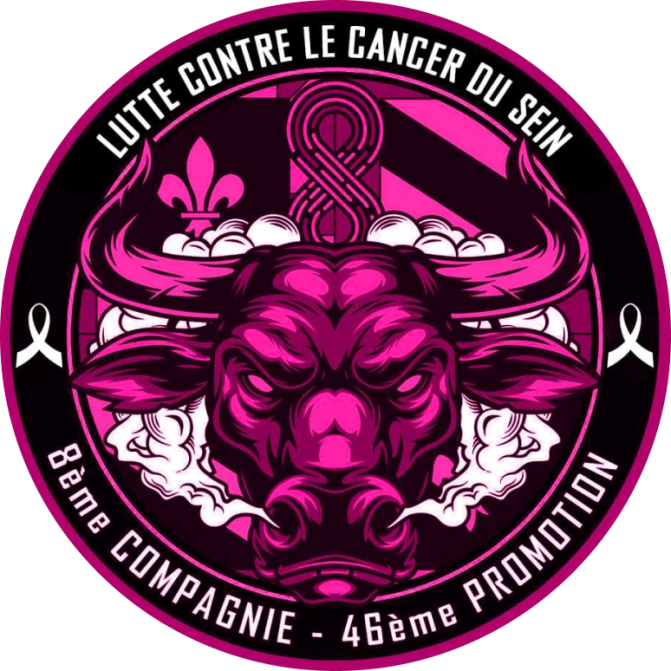 Logo de la 8ème compagnie - 46ème promotion aux couleurs de la lutte contre le cancer du sein